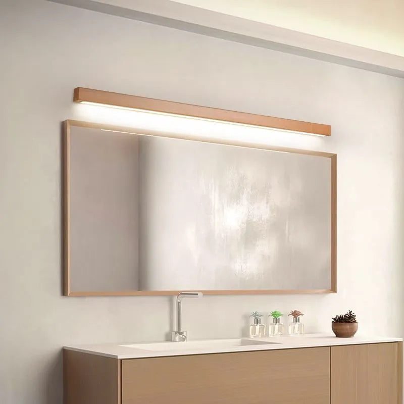 Moderne lineaire houten wandlamp