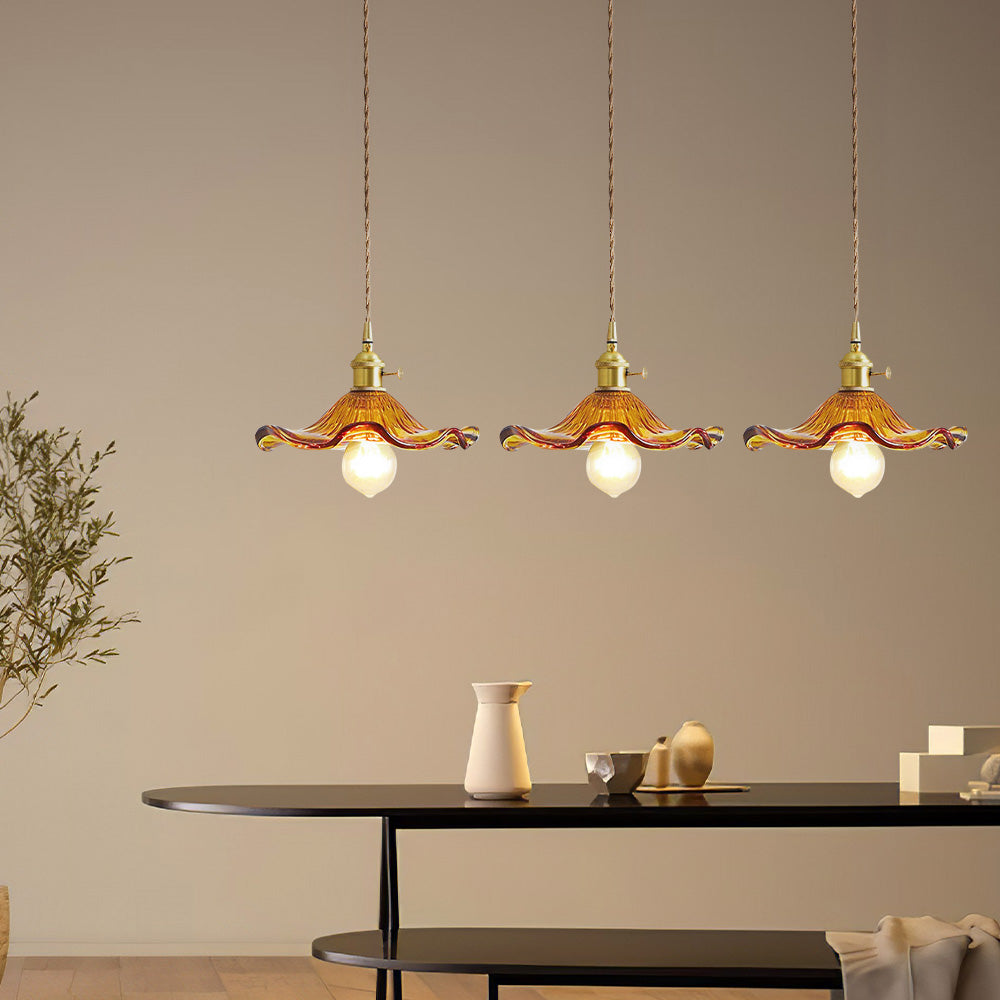 Bloemen glazen hanglamp