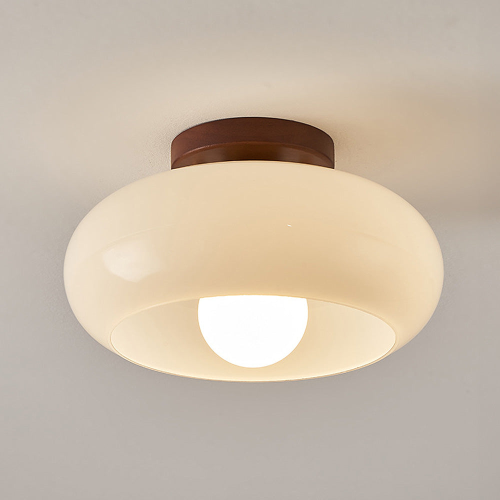 Klassieke Opbouw Crème Glazen Plafondlamp