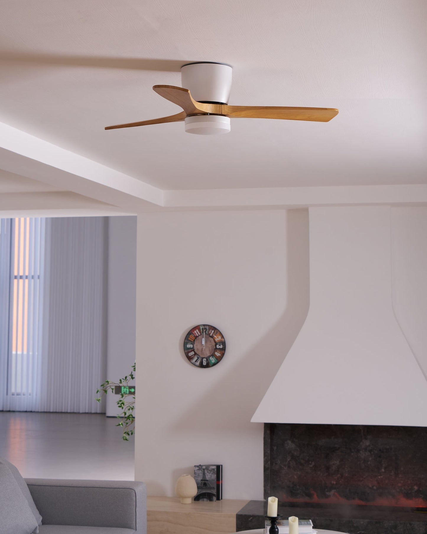 Moderne houten LED plafondventilator met licht