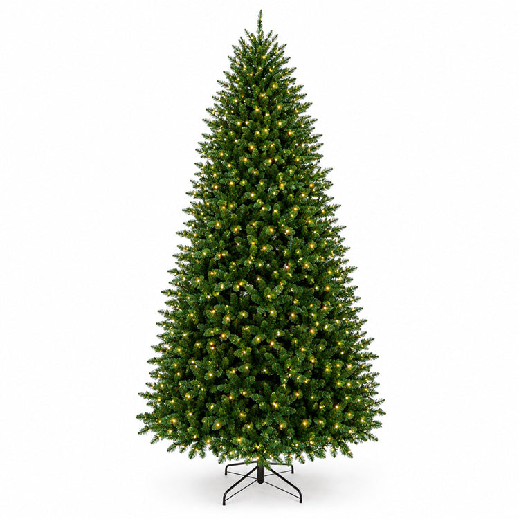 Fenmara traditionele pvc-kerstboom van 12 ft met verlichting vooraf aangebracht