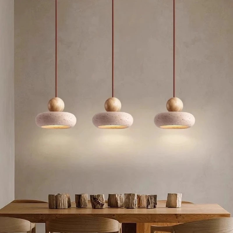 Velora Japandi-hanglamp van travertijn