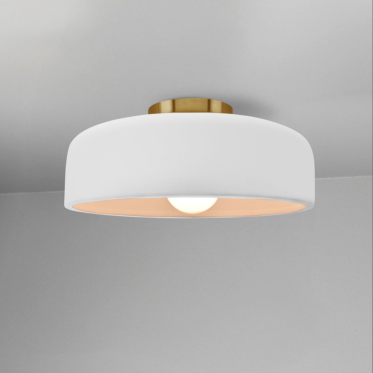 Keramische half-inbouw-plafondlamp met trommelkap