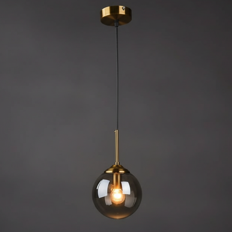 Orbelle Art-decoglazen hanglamp met messing bolvormige kap