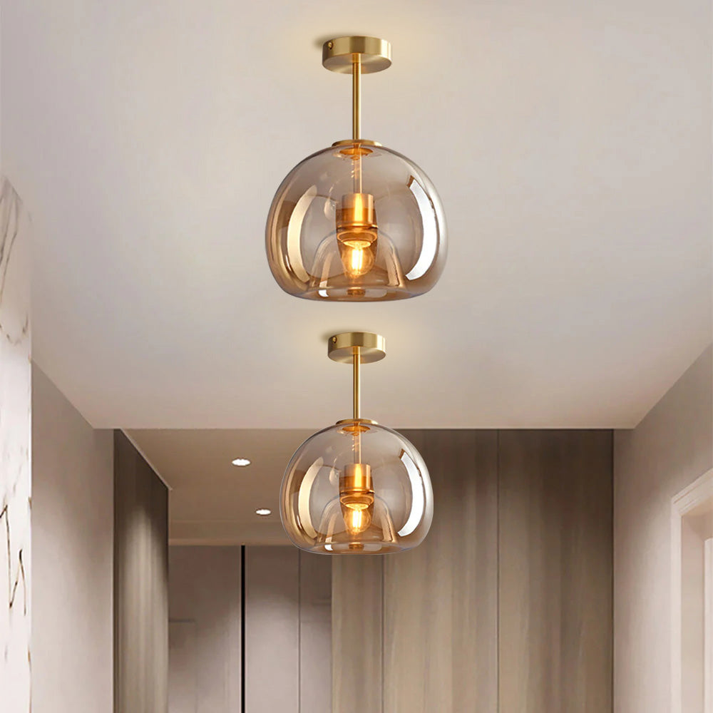 Velsora moderne koperen glazen plafondlamp