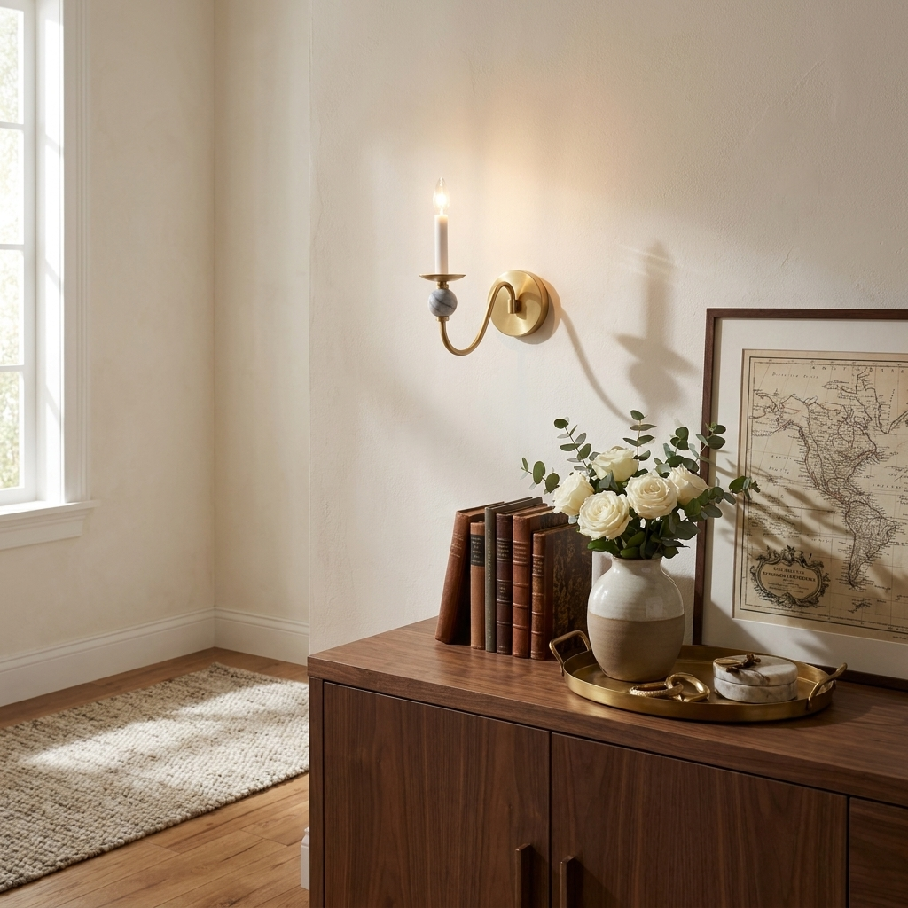 Wandlamp met marmeren bol
