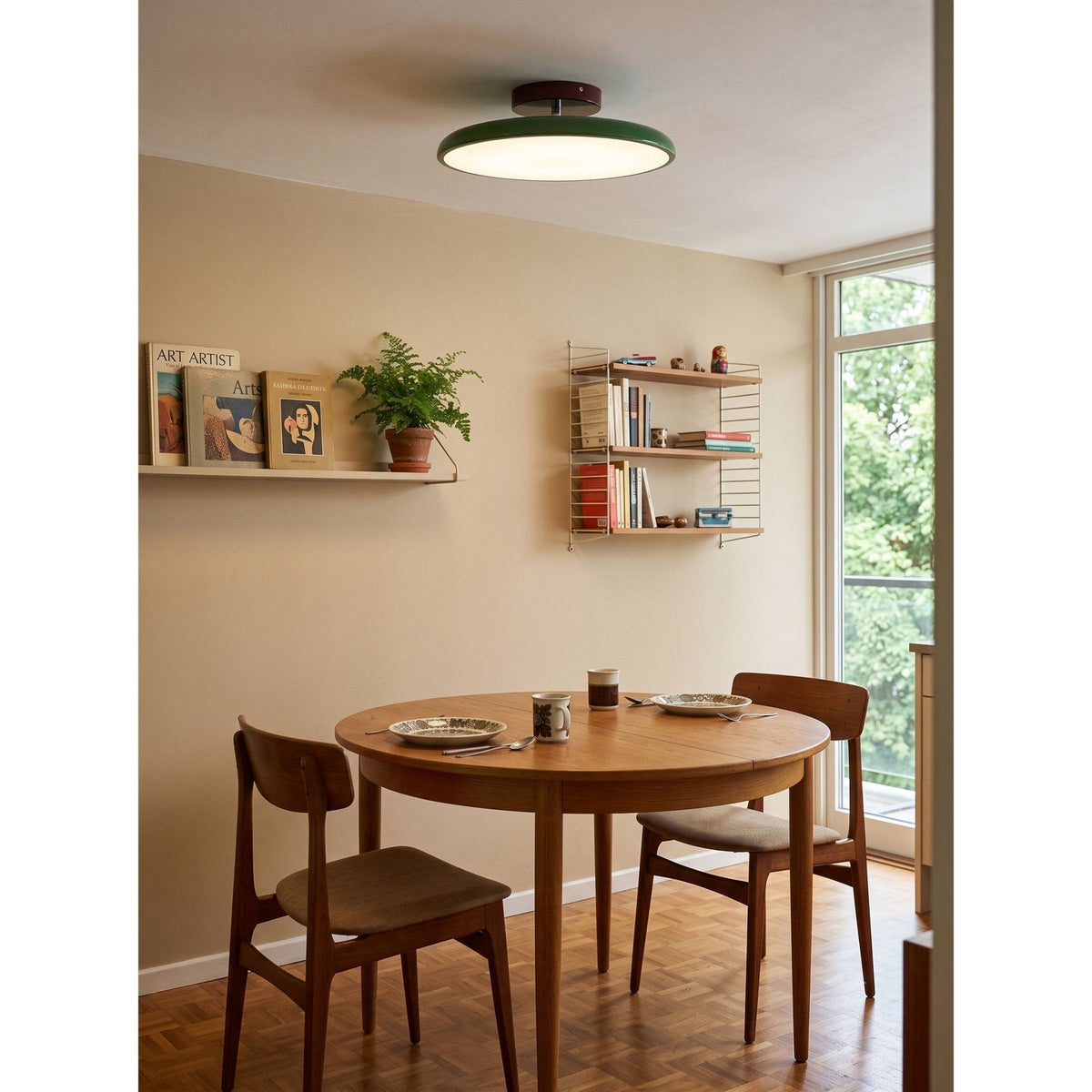 Ronde houten draaibare plafondlamp