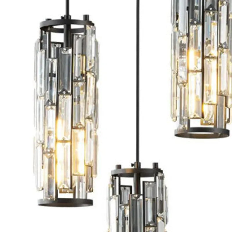 Hanglamp met gefacetteerde kristallen kolom