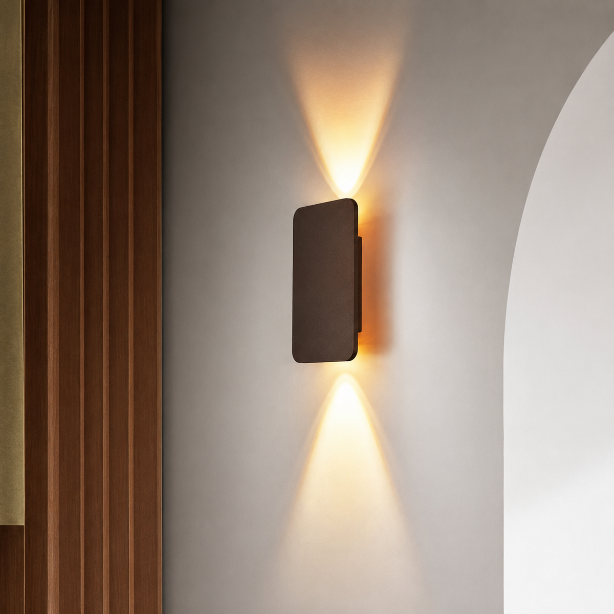 Rechthoekige metalen led-wandlamp