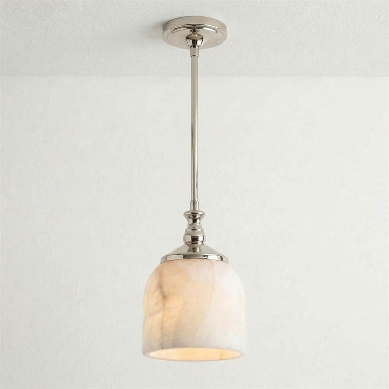 Hanglamp met albasten belvormige kap