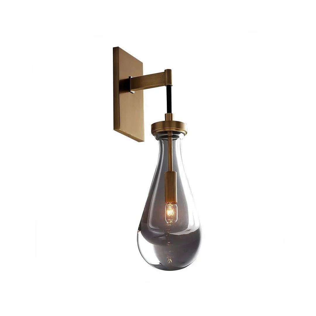 Wandlamp van traanvormig glas