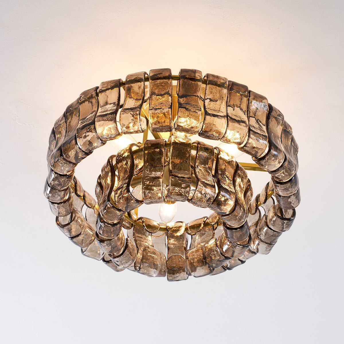 Gelaagde plafondlamp van ijsglas