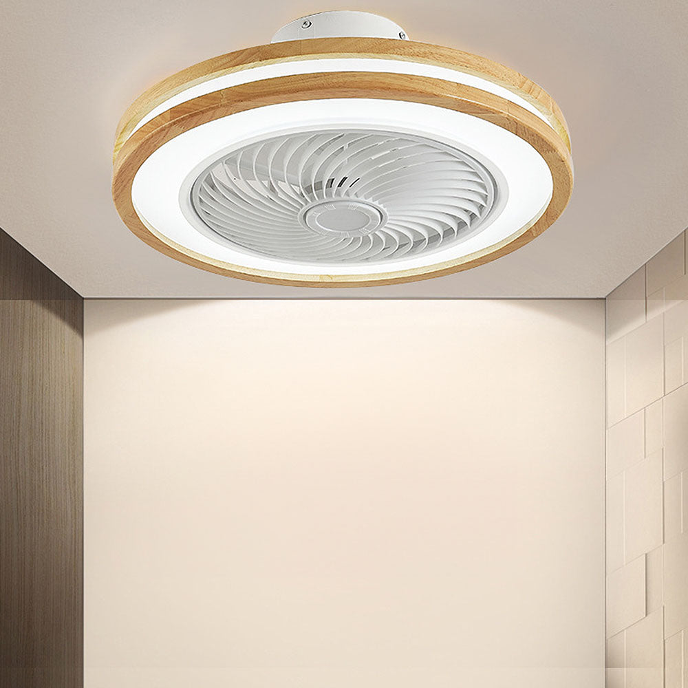 Moderne ronde houten LED plafondventilator met licht