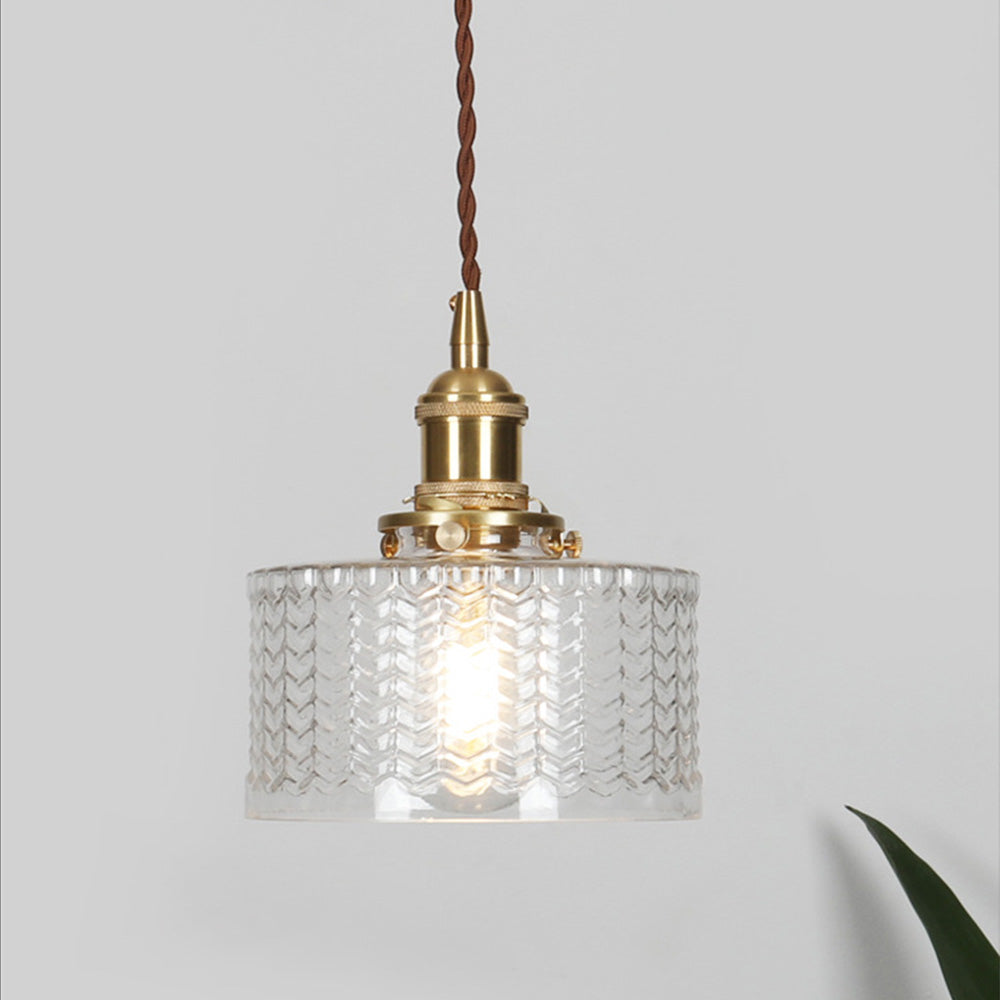 Cilinderhanglamp van gestructureerd glas
