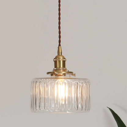 Cilinderhanglamp van gestructureerd glas