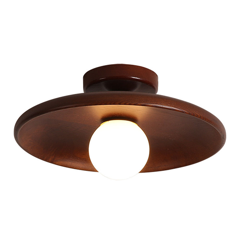 Ronde Plafondlamp met Houten Accent