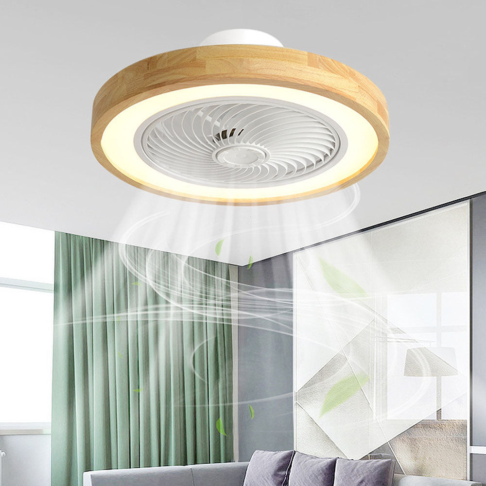 Moderne ronde houten LED plafondventilator met licht