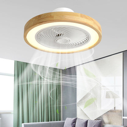 Moderne ronde houten LED plafondventilator met licht