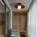 Ronde Plafondlamp met Houten Accent
