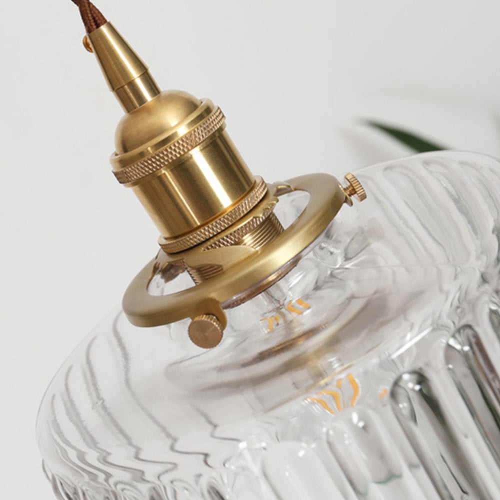 Cilinderhanglamp van gestructureerd glas