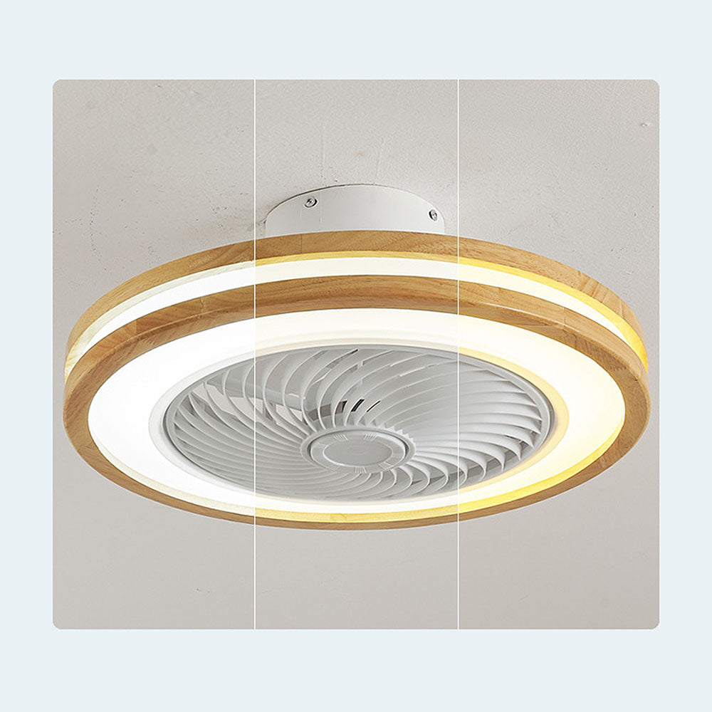 Moderne ronde houten LED plafondventilator met licht