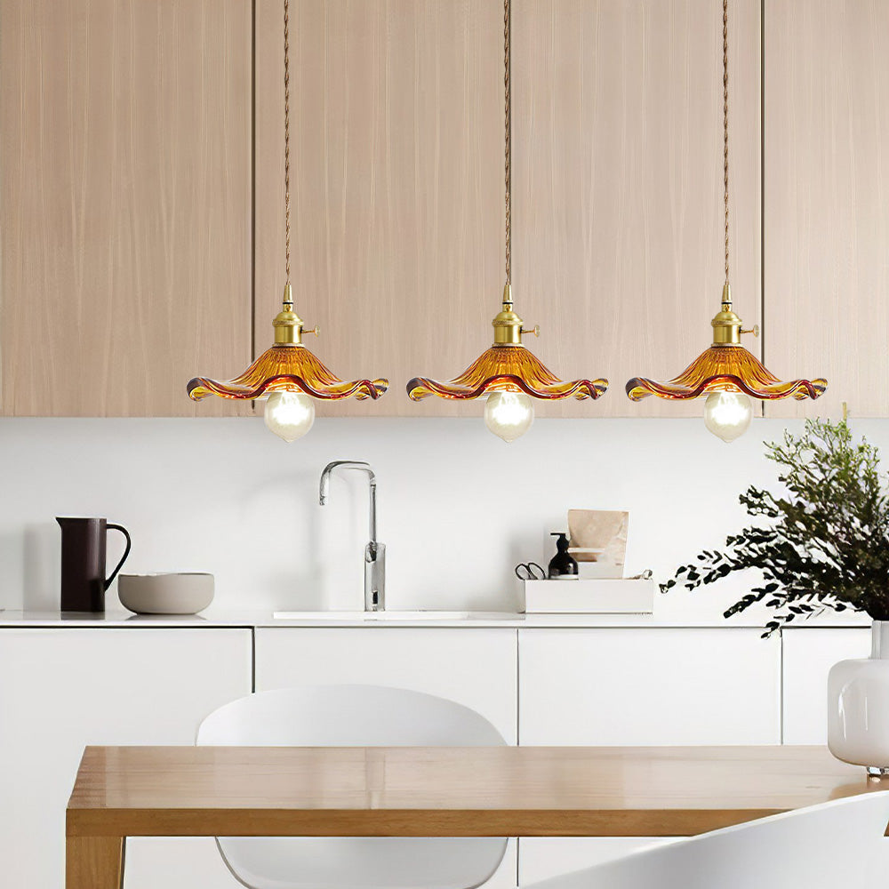 Bloemen glazen hanglamp
