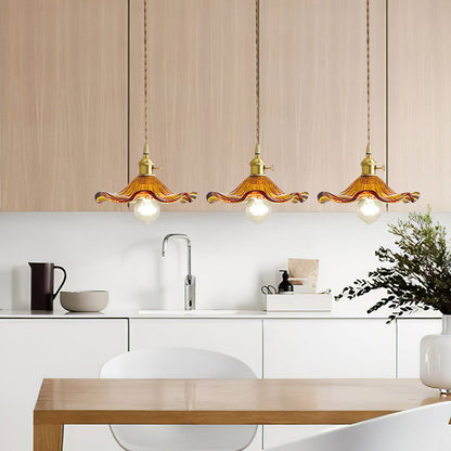 Bloemen glazen hanglamp