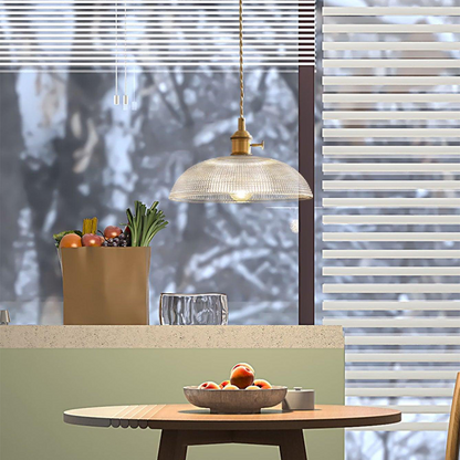 Geribbelde glazen retro hanglamp