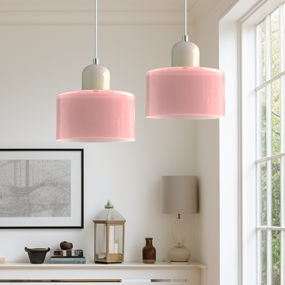Kleine glazen hanglamp in Bauhaus-stijl