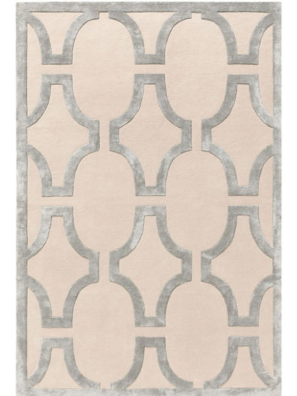 Crèmekleurig wollen vloerkleed woonkamerontwerp