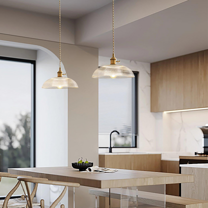 Geribbelde glazen retro hanglamp