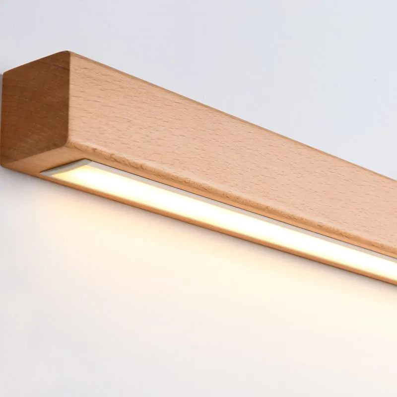 Moderne lineaire houten wandlamp