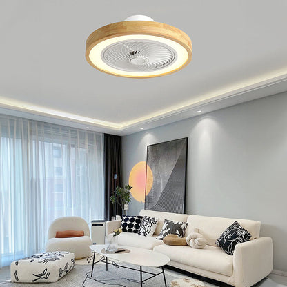 Moderne ronde houten LED plafondventilator met licht