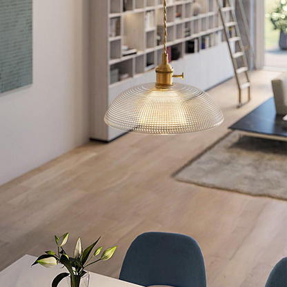 Geribbelde glazen retro hanglamp