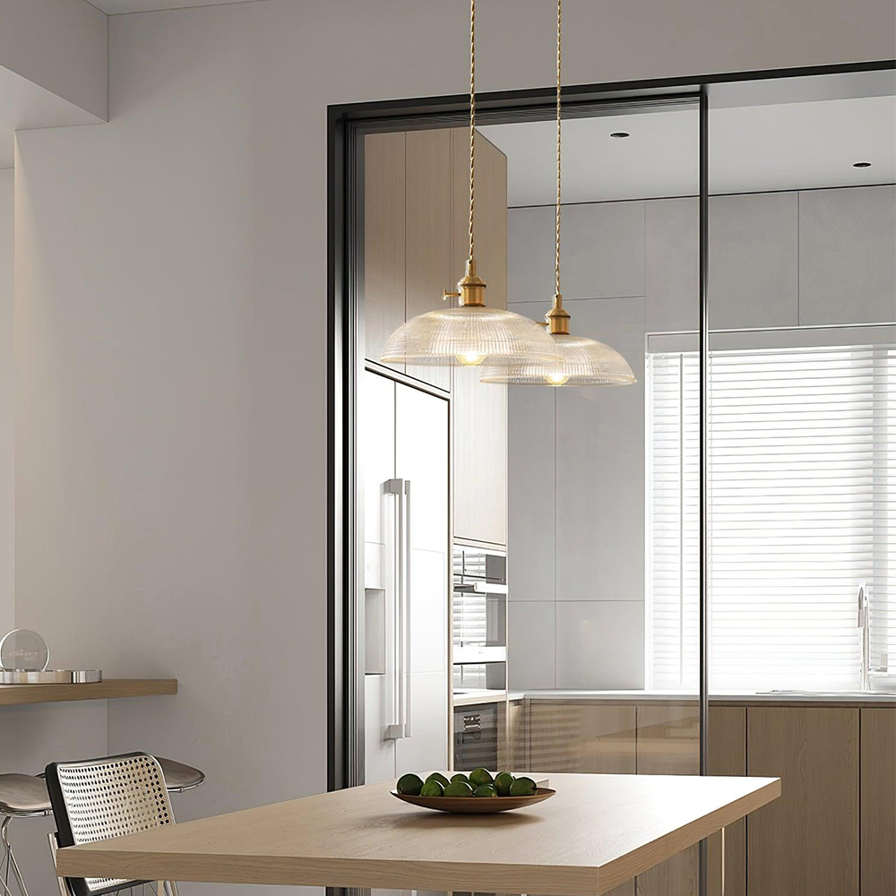 Geribbelde glazen retro hanglamp