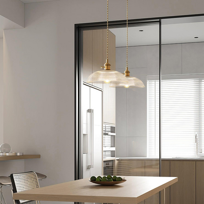 Geribbelde glazen retro hanglamp