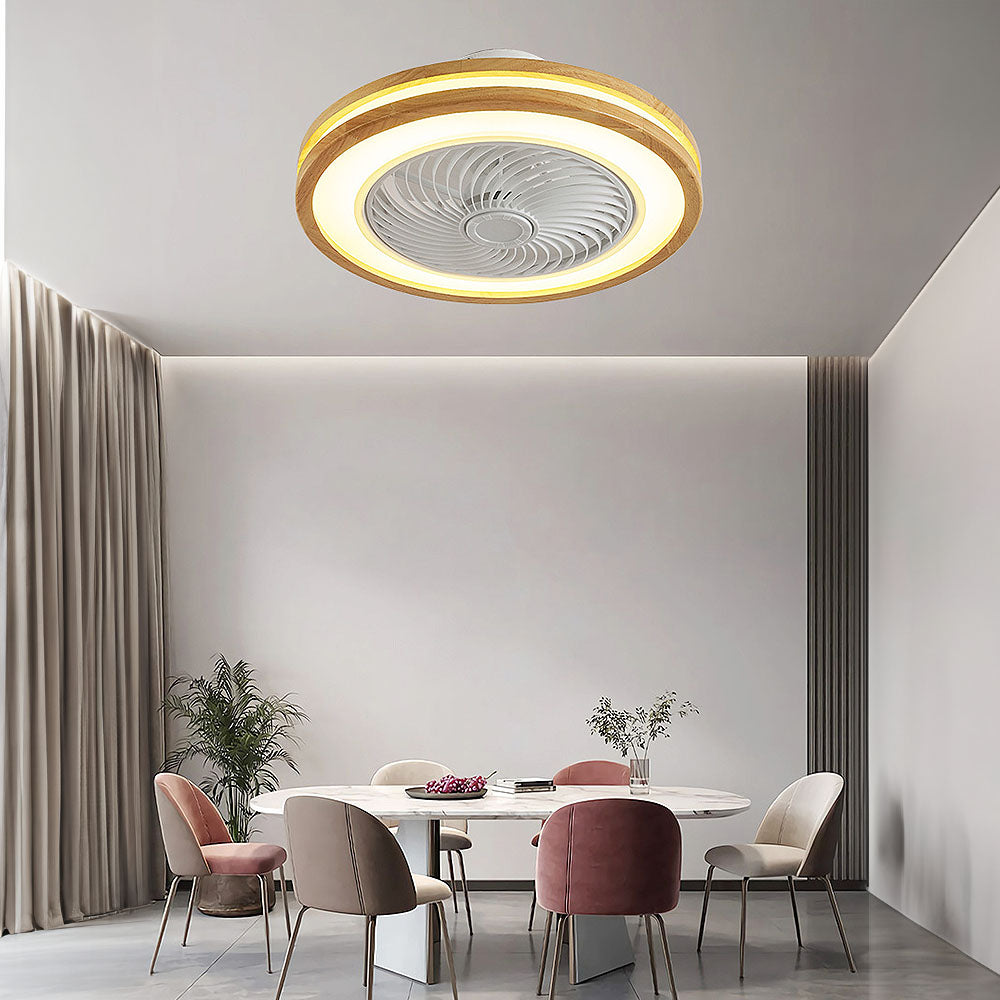 Moderne ronde houten LED plafondventilator met licht