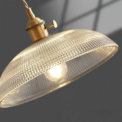 Geribbelde glazen retro hanglamp