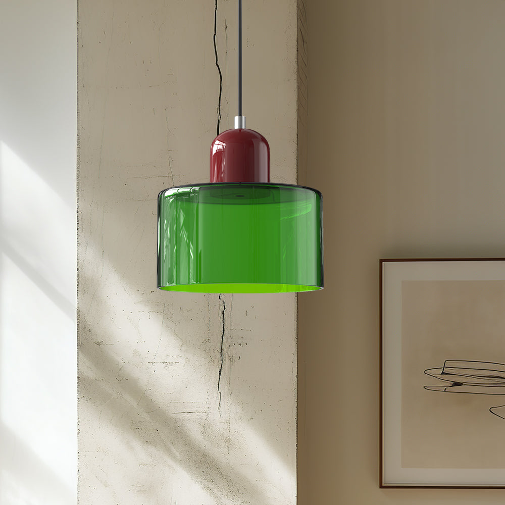 Kleine glazen hanglamp in Bauhaus-stijl