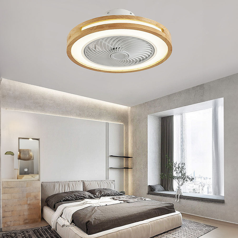 Moderne ronde houten LED plafondventilator met licht