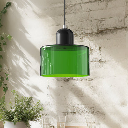 Kleine glazen hanglamp in Bauhaus-stijl