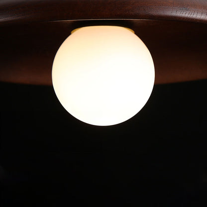 Ronde Plafondlamp met Houten Accent