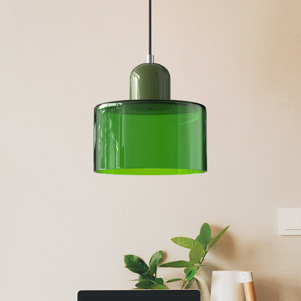 Kleine glazen hanglamp in Bauhaus-stijl
