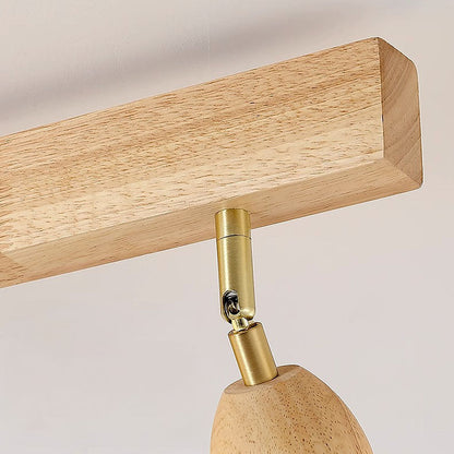 Minimalistische crèmekleurige en houten plafondspot