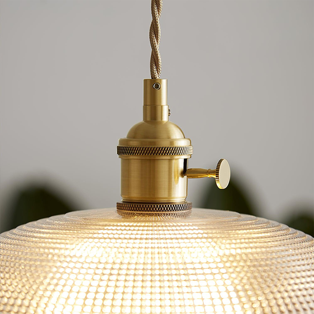 Geribbelde glazen retro hanglamp