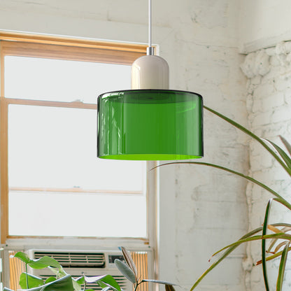 Kleine glazen hanglamp in Bauhaus-stijl
