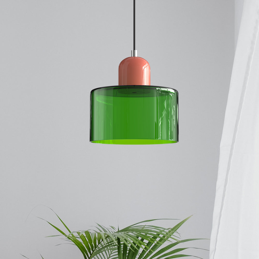 Kleine glazen hanglamp in Bauhaus-stijl