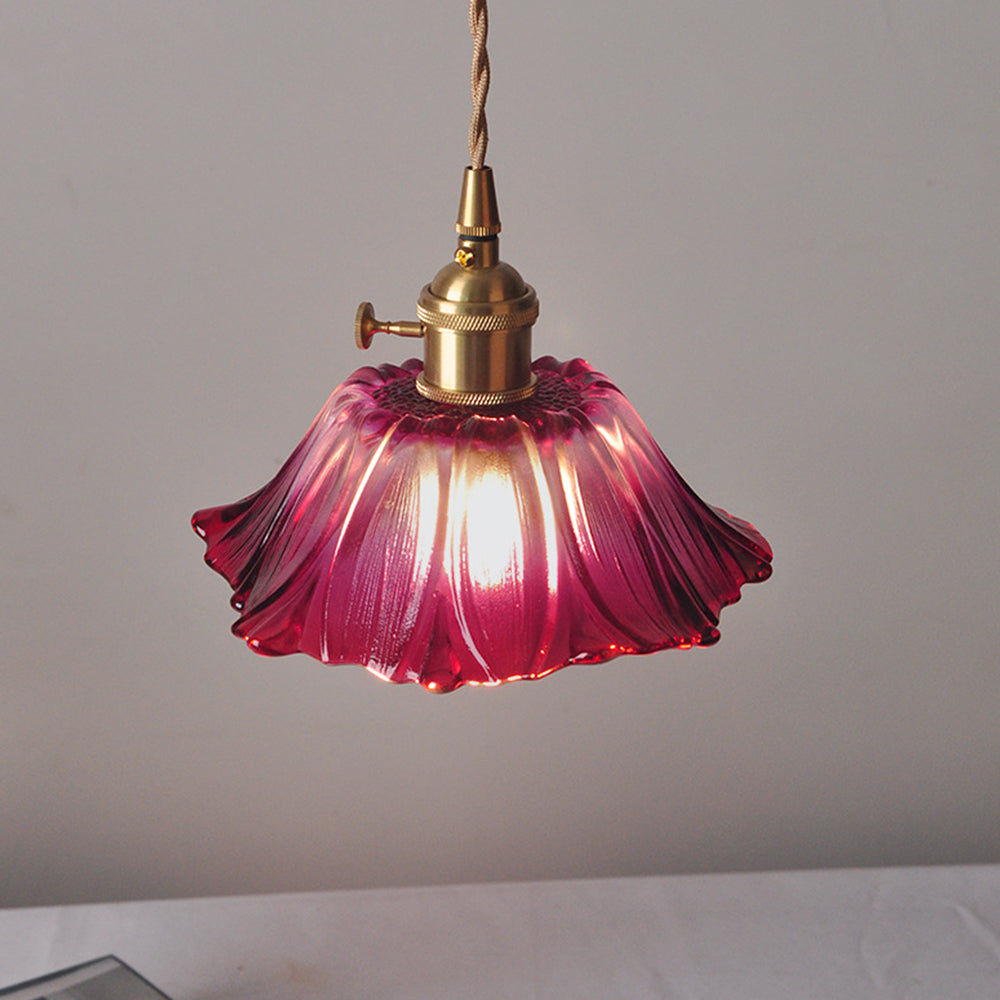 Retro Bloemen Glazen Hanglamp
