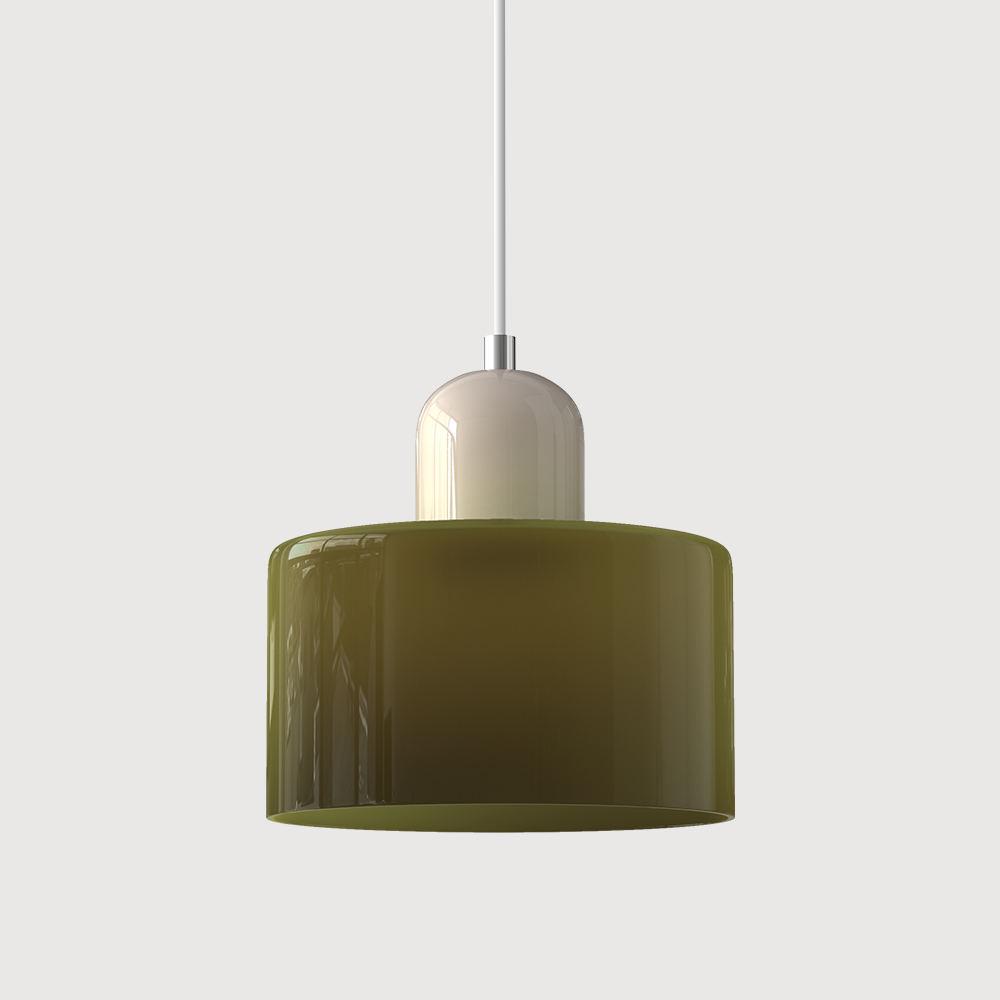 Kleine glazen hanglamp in Bauhaus-stijl