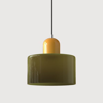 Kleine glazen hanglamp in Bauhaus-stijl